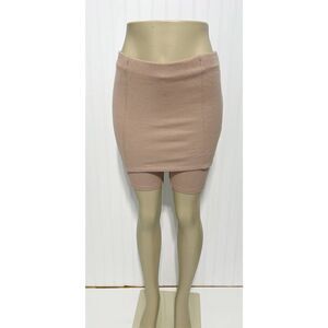 Zara Ribbed Pull On Mini Knit‎ Sweater Skort Skirt with Shorts Nude Pink Small